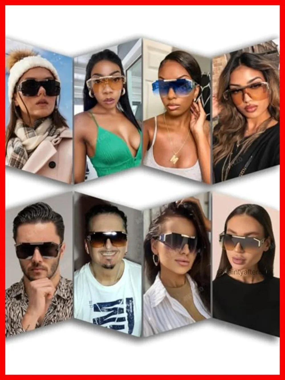 Oversized Square Sunglasses Flat Top Shield Unisex Metal Frame